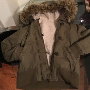 Hooded bomber with wool lining