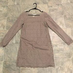 Gray lace long sleeve dress, women's medium