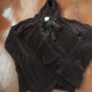 Joie velvet crop hoodie with cute bow tie xs
