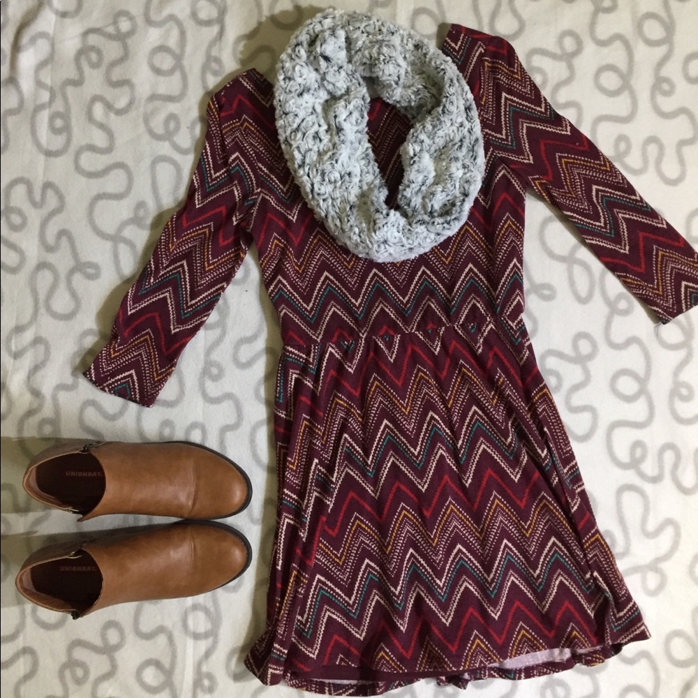 As U Wish Chevron-Pattern Dress