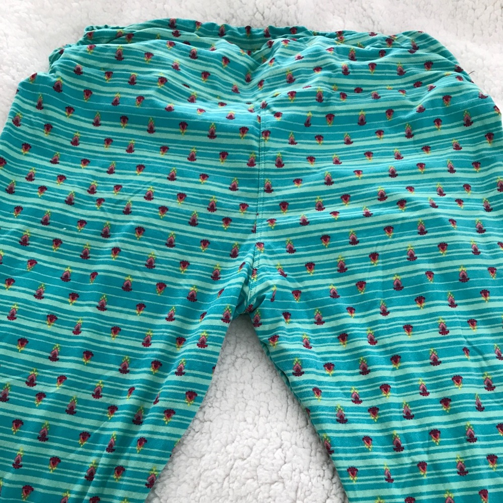Teal and coral LulaRoe leggings