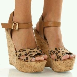 Cork and Leopard Wedges - Shop Hope's
