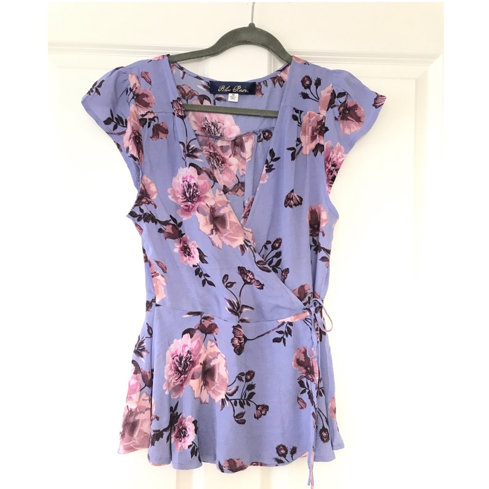 Short-sleeve Floral Top with Tie Waist