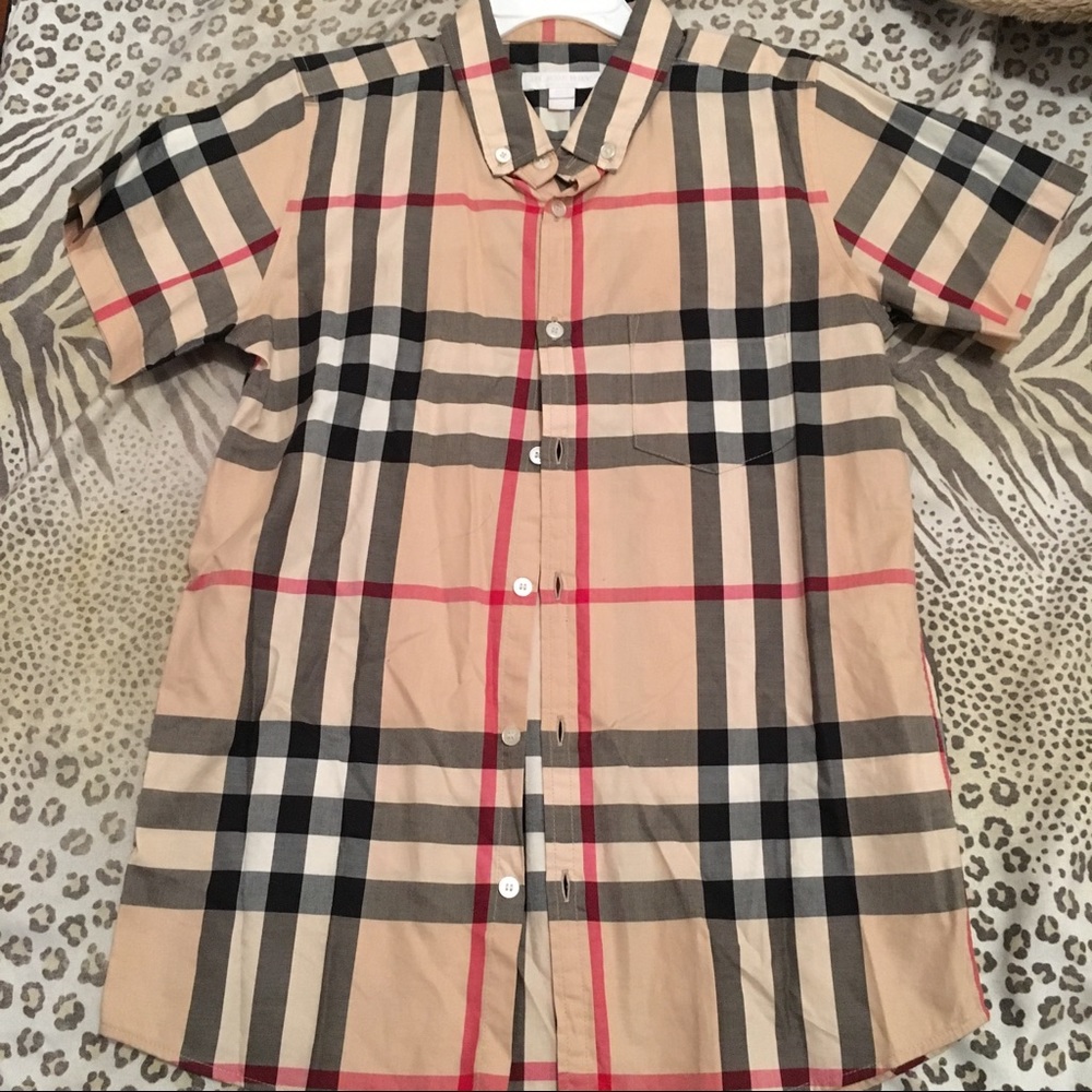 Boys Burberry short sleeve button down shirt