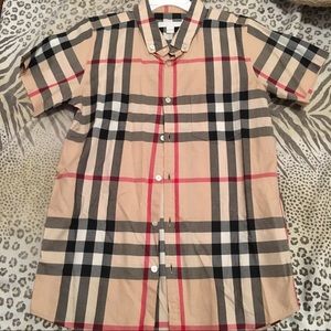 Boys Burberry short sleeve button down shirt