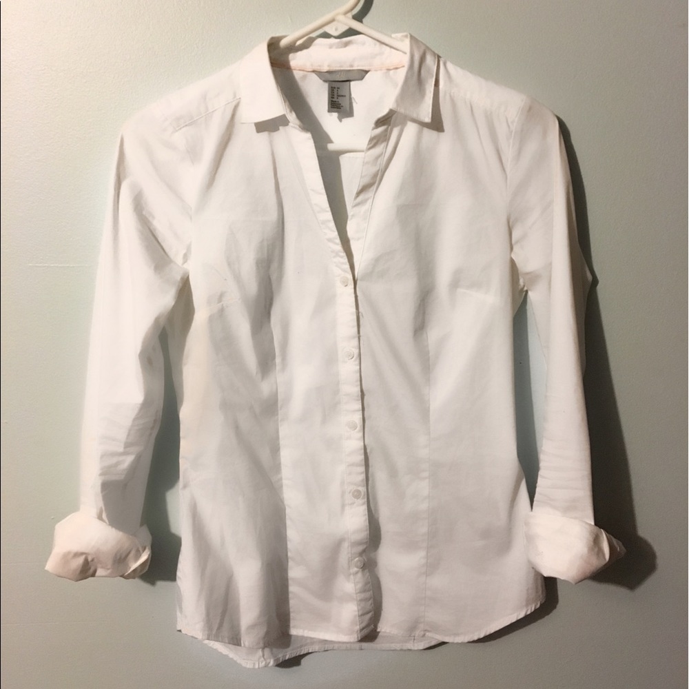 White Form Fitting Blouse