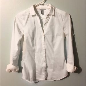White Form Fitting Blouse