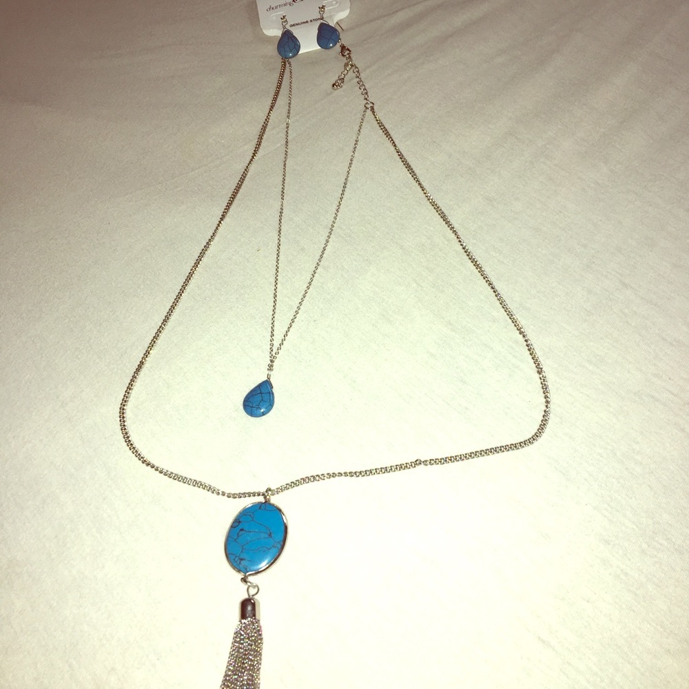 Turquoise necklace and earring set