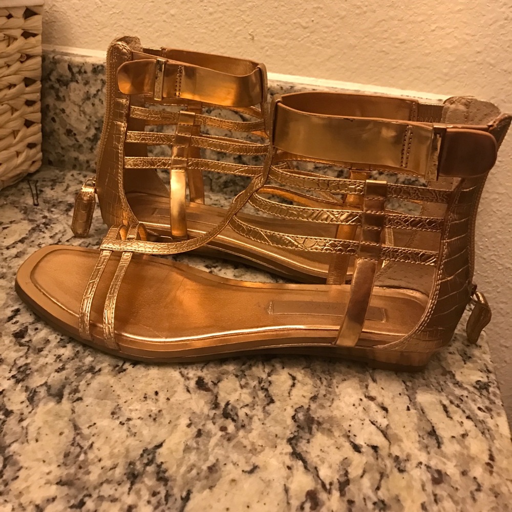 Gold gladiator sandals