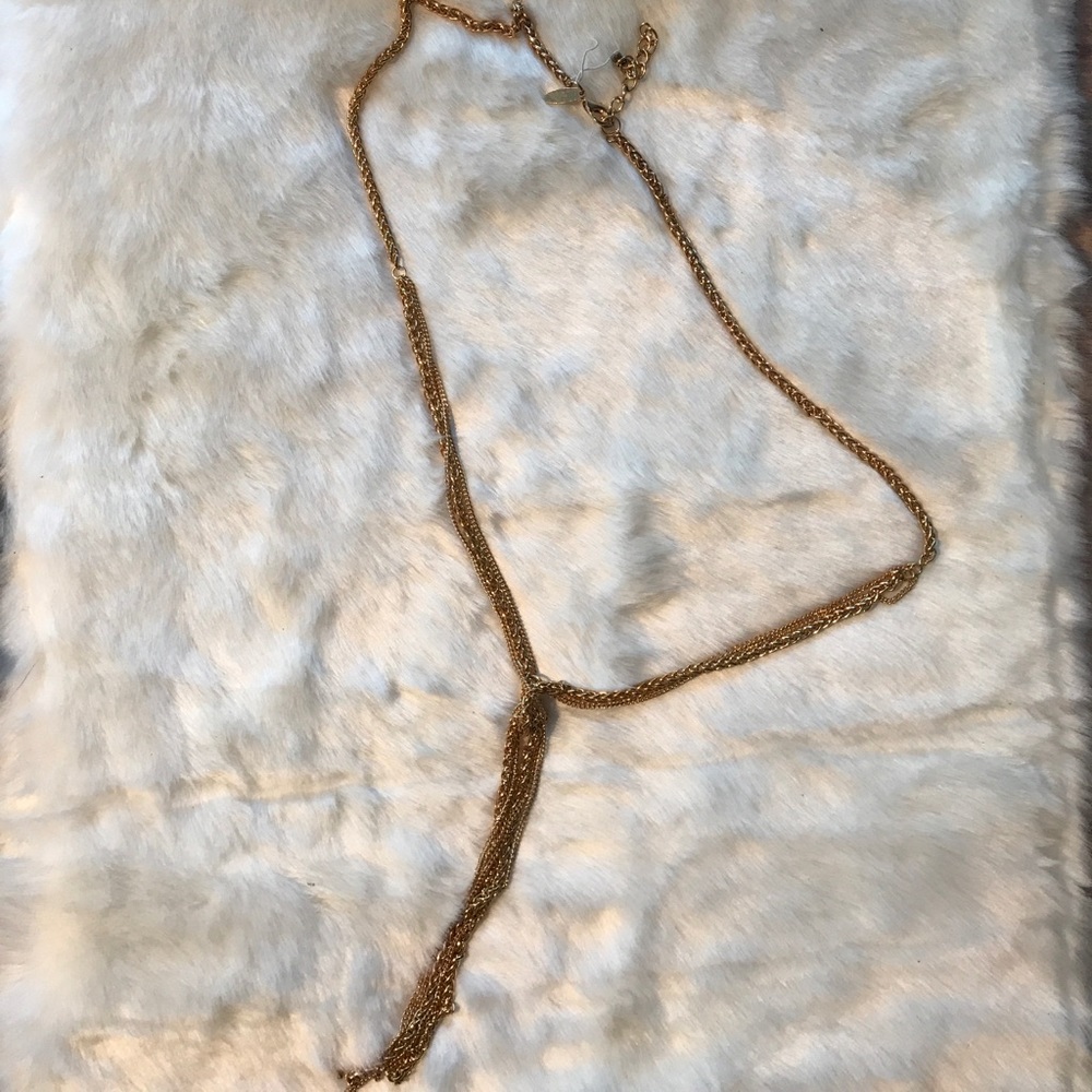 Gold tied long necklace