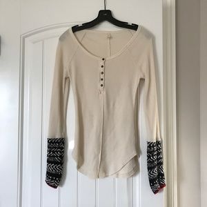 Free People Newbie Thermal with pattern Cuffs