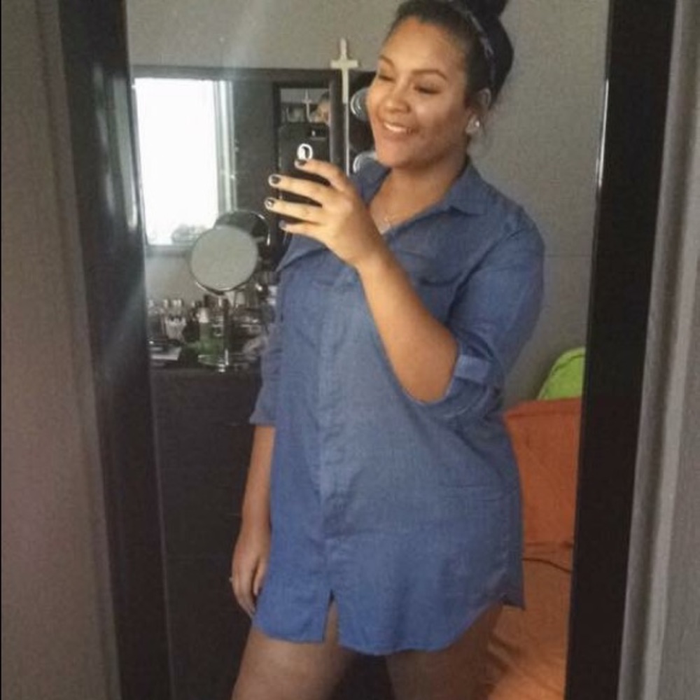 Faux Dark Wash Denim Dress