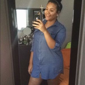 Faux Dark Wash Denim Dress