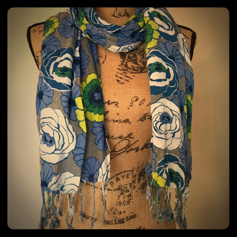 Summery olorful blue, yellow scarf