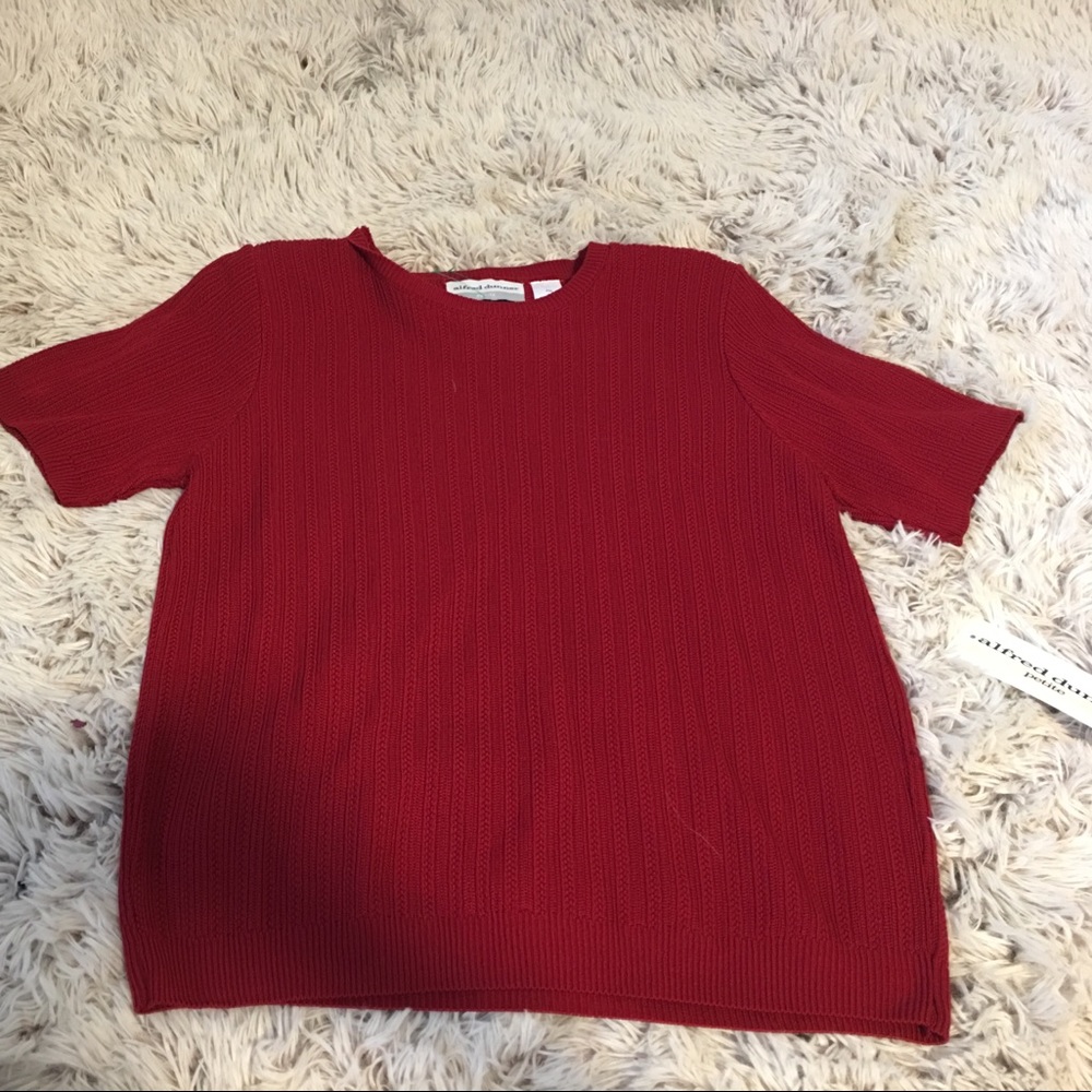Alfred Dunner Petite Red Crochet Shirt NWT PM