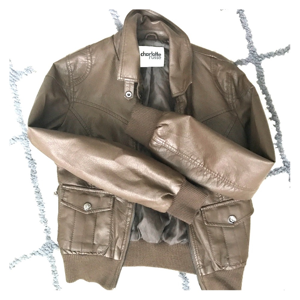 Faux Leather Bomber Jacket