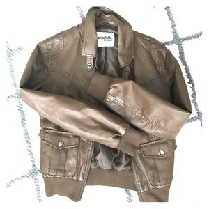 Faux Leather Bomber Jacket