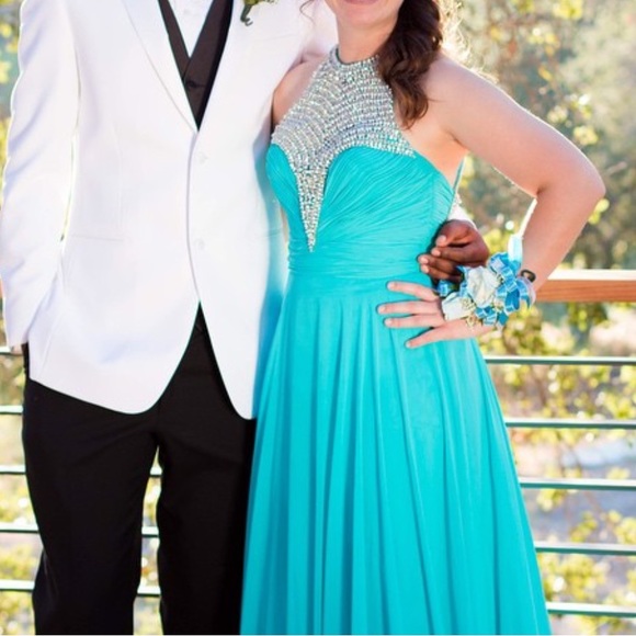 Beautiful Turquoise Prom Dress - Picture 1 of 5