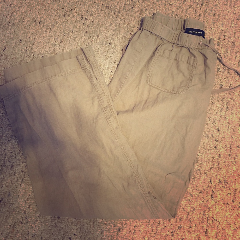 Khaki linen pants, size 8.