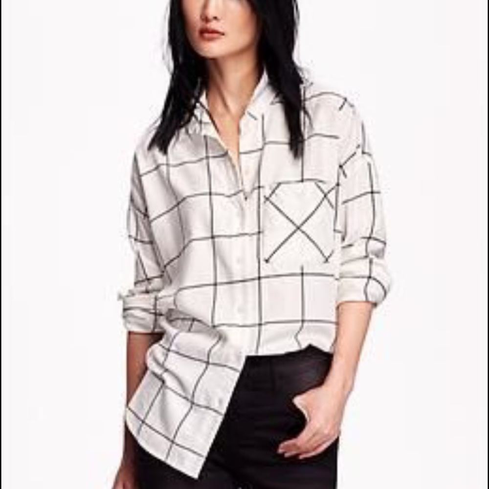 Flannel Boyfriend style windowpane buttondown