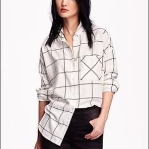 Flannel Boyfriend style windowpane buttondown