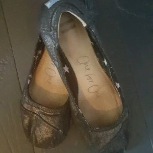Metallic Black TOMS ballet flats