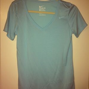 Baby blue Nike V neck top