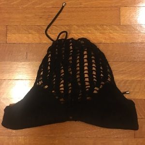 Black crotchet Lovers + Friends bikini top