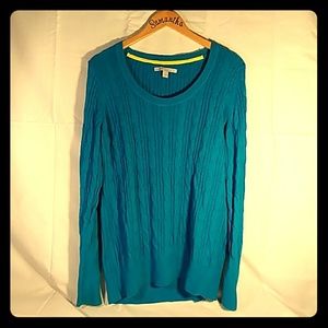 Long sleeve,  blue sweater.