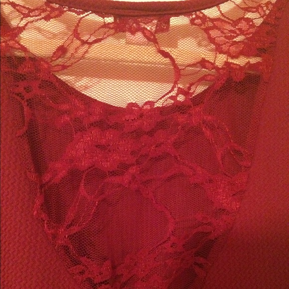Red peplum top with lace on back - Picture 3 of 3
