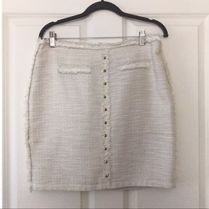 Woven White Skirt with Gold Studded Detail