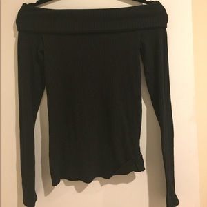 Black off the Shoulder Long Sleeve Shirt
