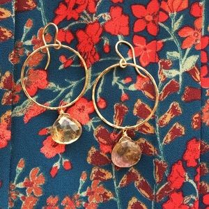 Rutilated quartz "hoop" earrings with fishhook ❤️