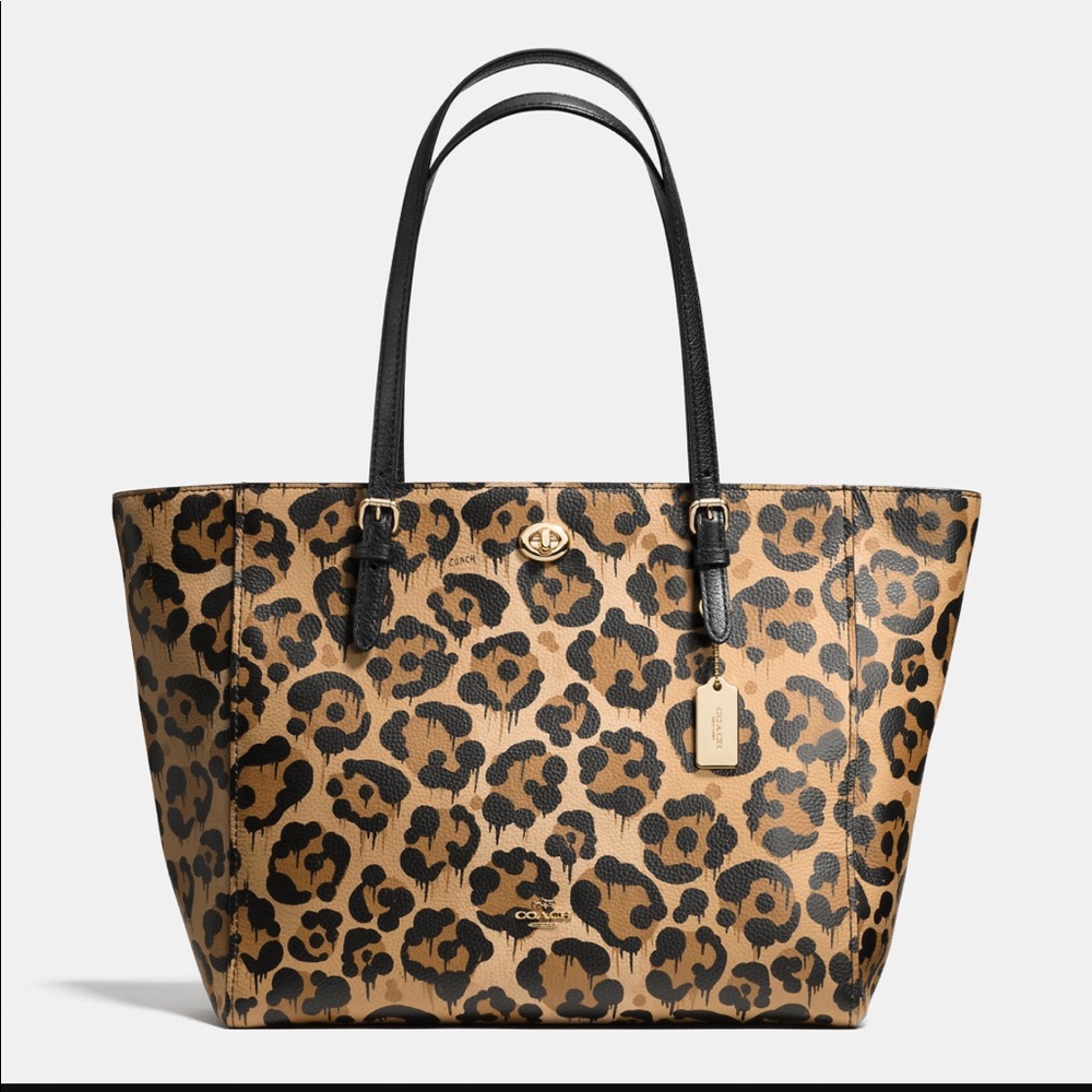 Coach Turnlock Tote in Wild Ocelot print