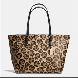 Coach Turnlock Tote in Wild Ocelot print