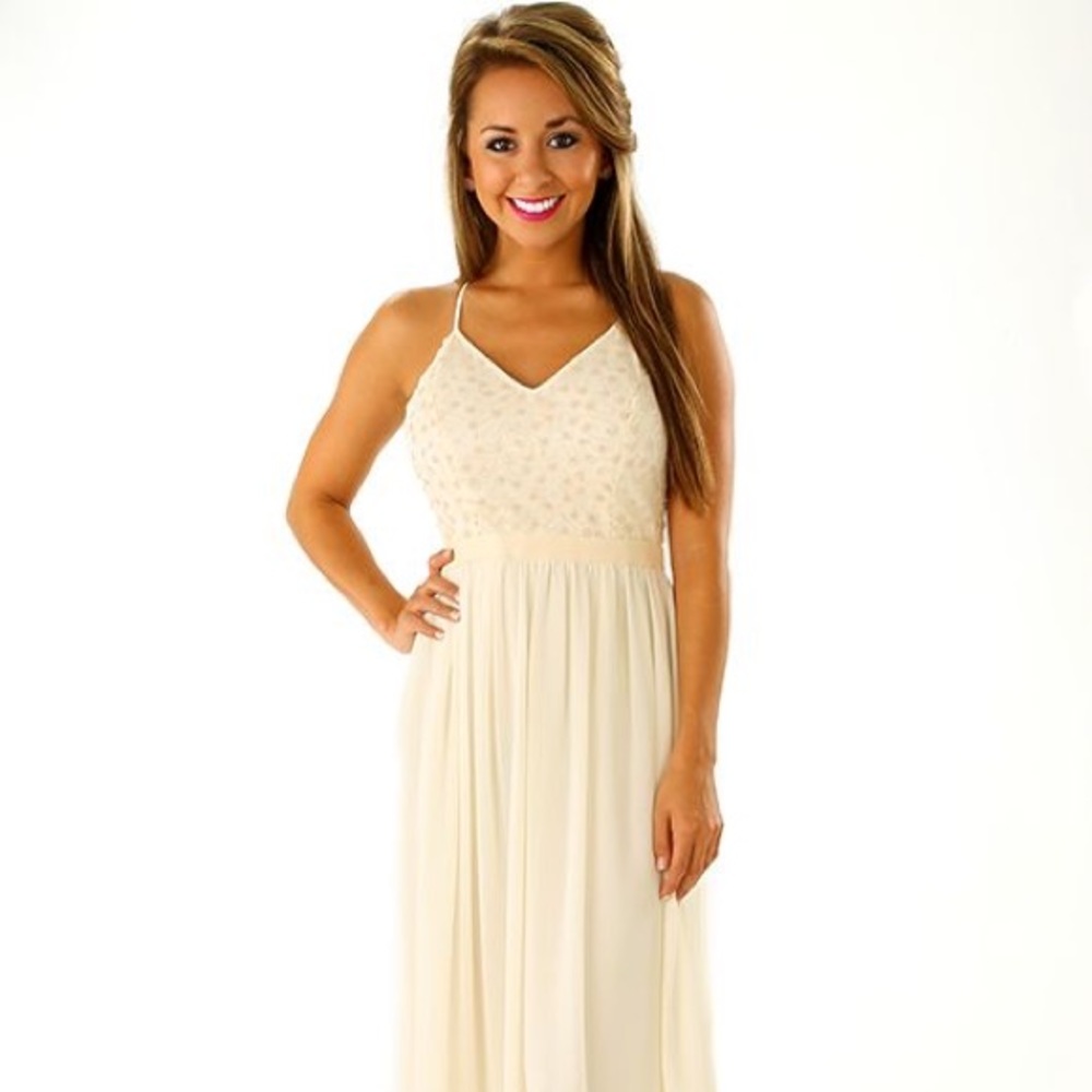 Minuet Extra Light Maxi Dress - Cream, Size Small