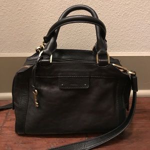 Fossil Black Cross-body with Gold Hardware