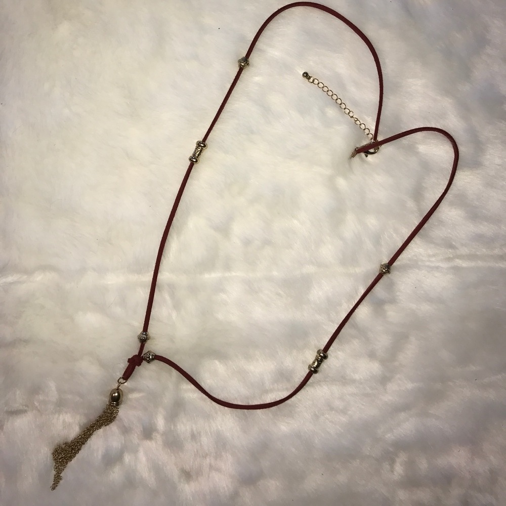 Leather long necklace