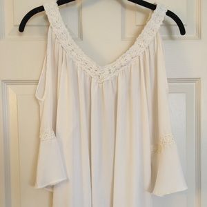 Cream cold shoulder top