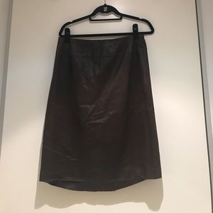 PLUS SIZE: Bill Blass BRWN Midi Leather Skirt, 16