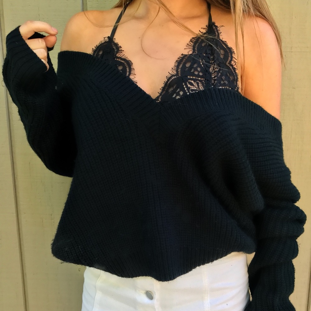 Black knit oversized sweater