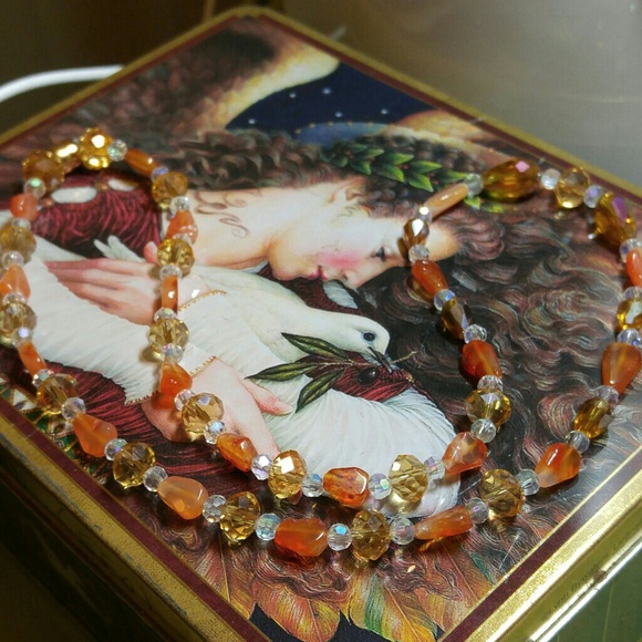 #0068 Mexican Fire Opal Necklace - Picture 1 of 3