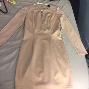 F21 bodycon. Tan. Worn once. Unique cut outs