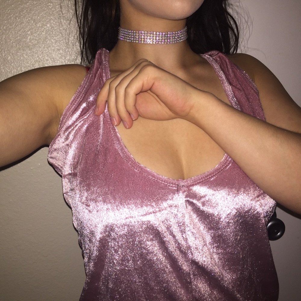 Pink velvet dress