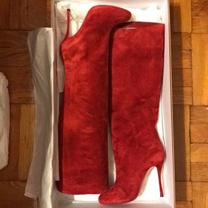 Christian Louboutin authentic red suede knee boots