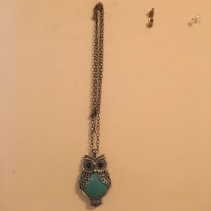 handmade turquoise stone owl necklace
