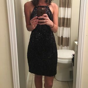 Express black sequin dress