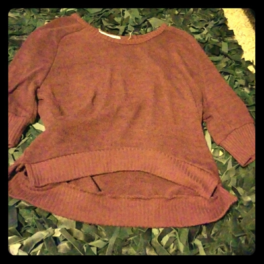 Dark red high low sweater.