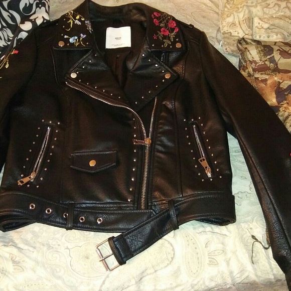 mango studded leather jacket