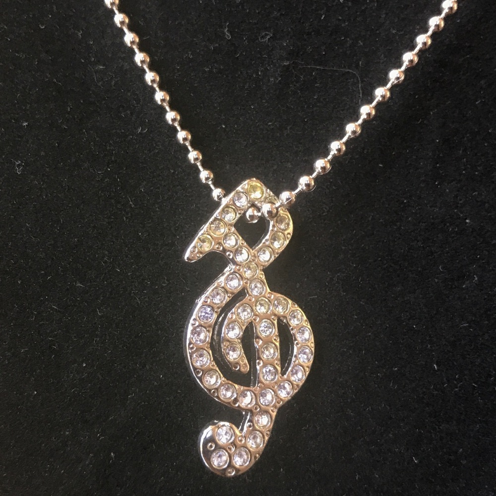 Rhinestone music note necklace